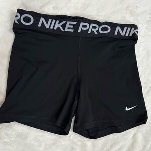 Nike Pro Black Shorts with Gray Logo Waistband